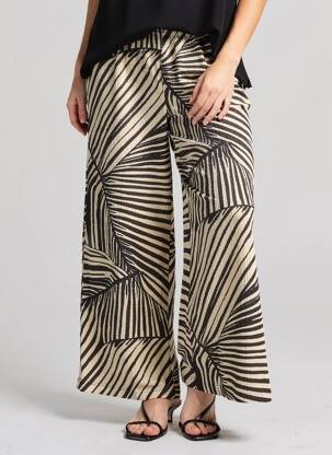 Pantalon larg țesătură crep mărime normală bej H&M femeie