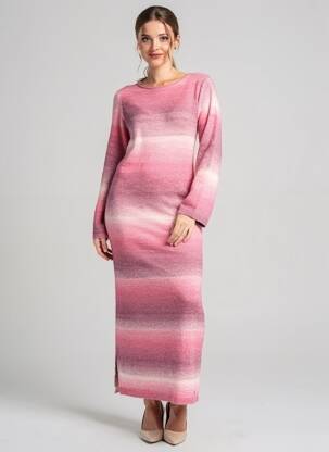 Rochie pulover elasticitate mâneci lungi roz BROWNIE femeie