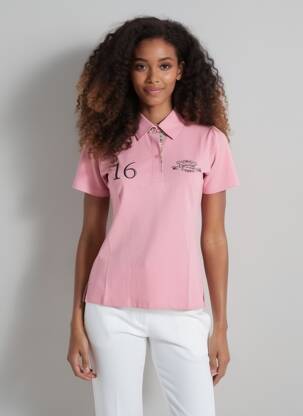 Polo broderie mâneci scurte roz COMPTOIR DU RUGBY femeie