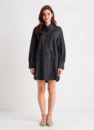 Rochie scurtă mâneci lungi mâneci lungi negru SUNCOO femeie