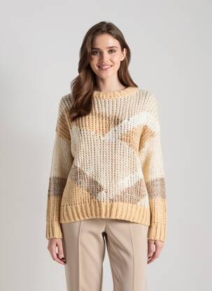 Pulover elasticitate mâneci lungi bej SUNCOO femeie