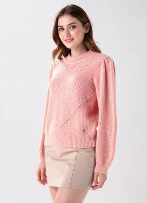 Pulover elasticitate mâneci lungi roz SUNCOO femeie