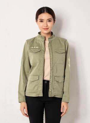 Jachete casual croială cambrată verde FIVE femeie