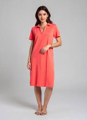 Rochie midi mâneci scurte mâneci scurte roșu DEAUVILLE & ARMOR-LUX femeie