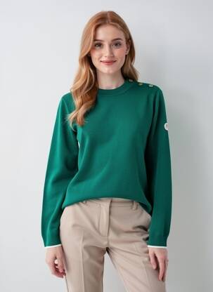 Pulover croială cambrată mâneci lungi verde ROYAL MER femeie