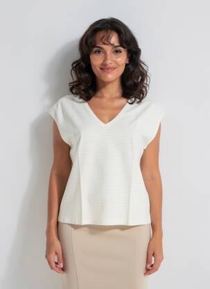 Tricou croială dreaptă mâneci scurte bej LA FEE MARABOUTEE femeie