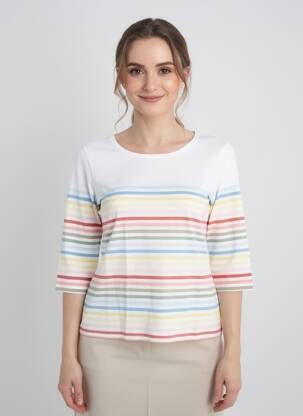 Tricou mâneci 3/4 mâneci 3/4 alb ARMOR LUX femeie
