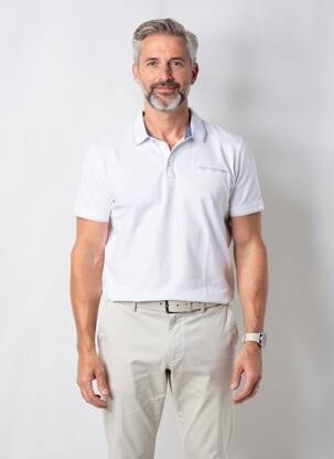 Polo elasticitate mâneci scurte alb DEVRED bărbat