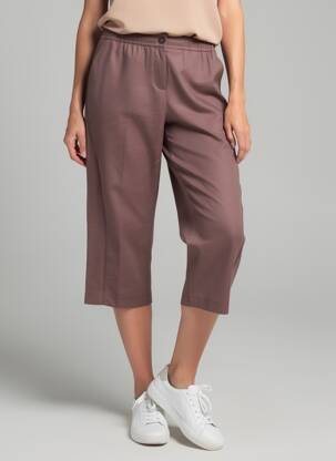 Pantalon 7/8 talie elastică mărime normală maro ZARA femeie
