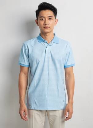 Polo țesătură jersey mâneci scurte albastru RECYCLED ART WORLD bărbat