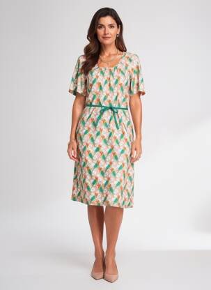 Rochie midi imprimeu fantezie mâneci scurte roz BAKERY LADIES femeie
