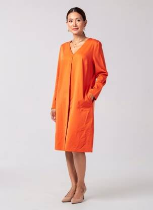 Rochie midi mâneci lungi mâneci lungi portocalie ZILCH femeie