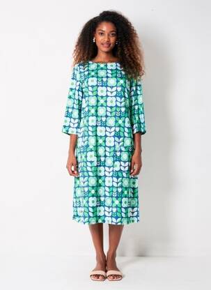 Rochie midi imprimeu floral mâneci 3/4 albastru CISSI OCH SELMA femeie
