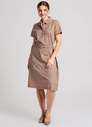 Rochie midi mâneci scurte mâneci scurte maro 4 FUNKY FLAVOURS femeie