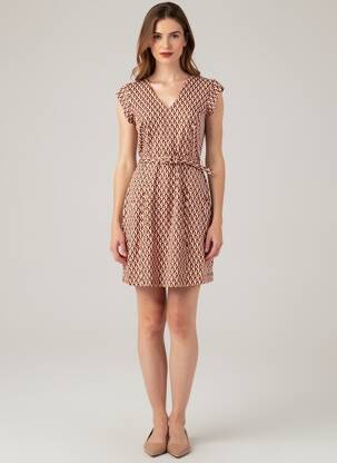 Rochie scurtă mâneci scurte mâneci scurte maro 4 FUNKY FLAVOURS femeie