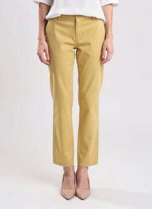 Pantalon chino țesătură poplin mărime normală bej ELORA femeie