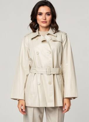 Trench țesătură poplin fără glugă bej ELORA femeie