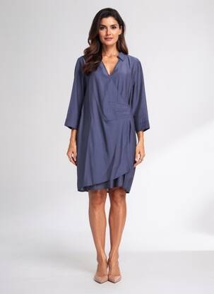 Rochie midi mâneci 3/4 mâneci 3/4 albastru ELORA femeie