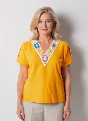 Tricou croială dreaptă mâneci scurte portocalie HALOGENE femeie