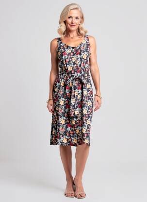 Rochie midi imprimeu floral fără mâneci albastru S.QUISE femeie