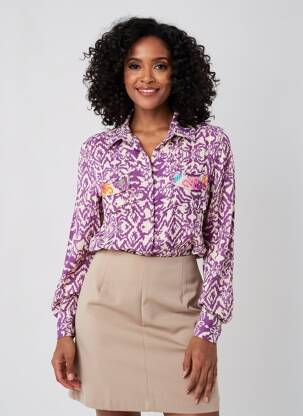 Cămașă țesătură crep mâneci lungi violet GOLD & SILVER femeie