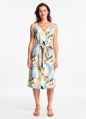 Rochie midi imprimeu fantezie fără mâneci verde S.QUISE femeie