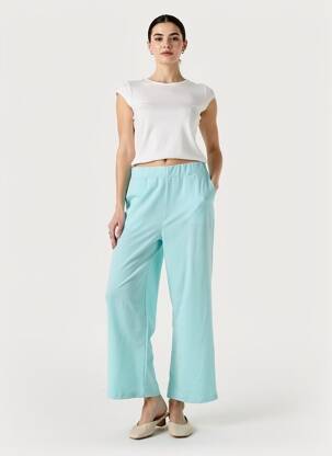 Pantalon larg buzunare mărime normală albastru WAY WAY femeie