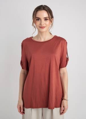 Tricou elasticitate mâneci scurte portocalie SUMMUM femeie