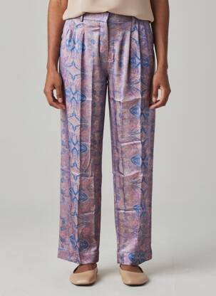 Pantalon drept talie cu cleme talie înaltă violet SEE U SOON femeie