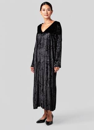 Rochie lungă mâneci lungi mâneci lungi negru PIMENT ROUGE femeie