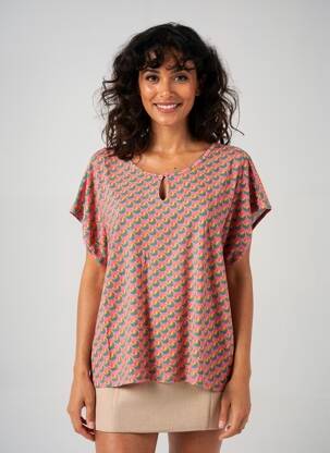 Tricou imprimeu fantezie mâneci scurte roz PRINCESSE NOMADE femeie