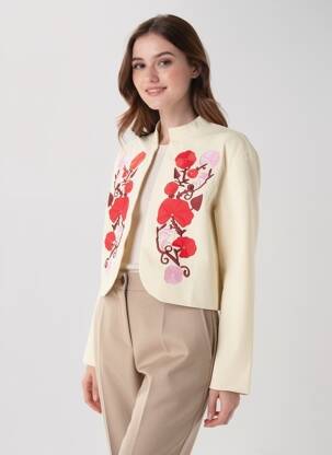 Jachete casual guler rotund bej LILY ROSE femeie