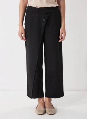 Pantalon drept elasticitate mărime normală negru MINA ROSA femeie