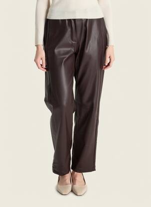Pantalon drept talie elastică mărime normală maro INTUITION femeie