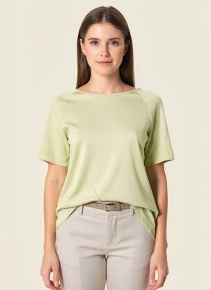 Tricou elasticitate mâneci scurte verde MAILLE EN PLUS femeie
