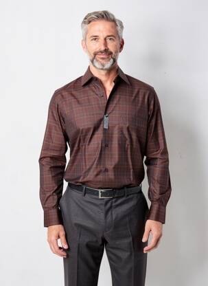 Cămașă cu mâneci lungi buzunare maro PIERRE CARDIN bărbat