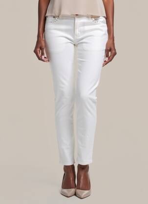 Pantalon slim țesătură poplin mărime normală bej VOTRE NOM femeie