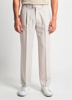 Pantalon drept țesătură poplin talie înaltă bej LACOSTE bărbat