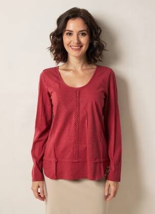 Tricou mâneci lungi mâneci lungi roșu YERSE femeie