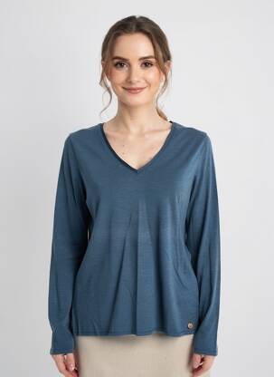 Tricou mâneci lungi mâneci lungi albastru YERSE femeie