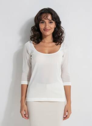 Top mâneci lungi mâneci lungi alb RAIN KISS femeie
