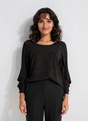 Top guler rotund mâneci 3/4 negru RINASCIMENTO femeie