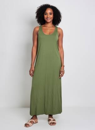 Rochie lungă fără mâneci fără mâneci verde YERSE femeie