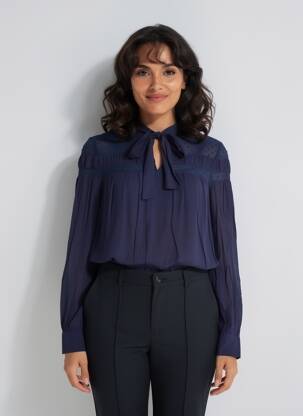Bluză guler rotund mâneci lungi albastru LPB LES PETITES BOMBES  femeie