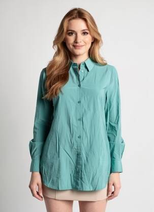 Cămașă țesătură poplin mâneci lungi verde STREET ONE femeie