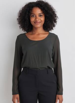 Top elasticitate mâneci lungi negru LOLA ESPELETA femeie