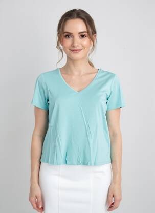 Tricou guler în v mâneci scurte albastru LOLA ESPELETA femeie