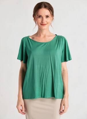 Top elasticitate mâneci scurte verde LOLA ESPELETA femeie