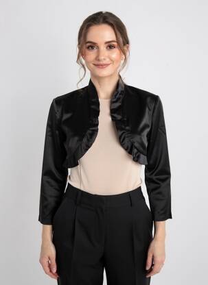 Bolero efect material satinat negru RINASCIMENTO femeie