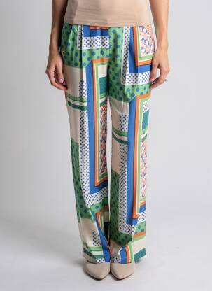Pantalon drept țesătură crep mărime normală verde SUNCOO femeie